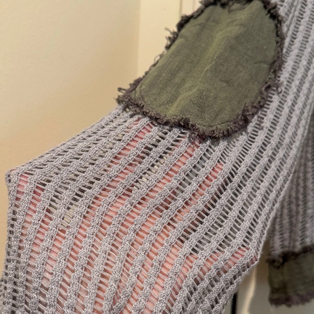 POL women’s Two-Tone crochet like Hooded Utility Jacket in Gray and Olive NWOT - Picture 8 of 16